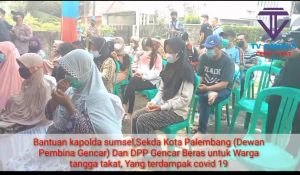 Bantuan kapolda sumsel,Sekda Kota Palembang (Dewan Pembina Gencar) Dan DPP Gencar Beras untuk Warga tangga takat, Yang terdampak covid 19