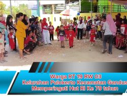 Warga RT 19 RW 03 Kelurahan pulokerto Kecamatan Gandus Memperingati HUT RI Ke 79 tahun