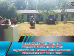 Polsek Mendo Barat Bersama Koramil 0413 -04/Mendo Barat Kegiatan Patroli Bersama Untuk Keamanan Pilkada Serentak Tahun 2024