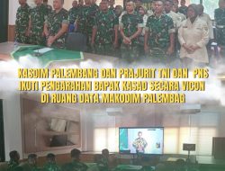 Kasdim Palembang Bersama Prajurit dan PNS Ikuti Pengarahan Kasad Secara Virtual di Makodim 0418/Palembang