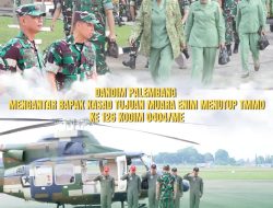 Dandim Palembang dan Ketua Persit Cabang XLII Antar Kasad dan Ketua Umum Persit di Bandara SMB II Palembang