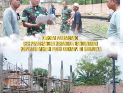 Kasdim 0418/Palembang Tinjau Pemasangan Kerangka Bangunan Koperasi Desa Kelurahan Merah Putih (KDKMP) di Srimulya