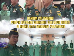 Dandim 0418/Palembang Pimpin Sertijab Danramil dan Kaur Bakti di Makodim
