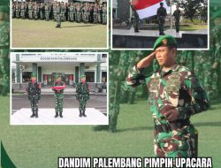 Dandim 0418/Palembang Tekankan Disiplin Saat Pimpin Upacara Bendera Mingguan di Makodim Sekojo