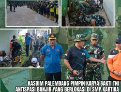 Karya Bakti TNI Antisipasi Banjir, Kodim 0418/Palembang Bersihkan Drainase dan Lingkungan Warga
