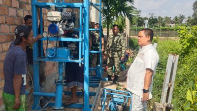 Pembuatan Sumur Bor Sasaran III TMMD Ke-129 Kodim 0418/Palembang di Pesantren Minhajul Aulia Mina Terus Berjalan