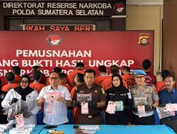 Tegas Berantas Narkoba, Polda Sumsel Musnahkan Barang Bukti Bernilai Hampir Rp8 Miliar