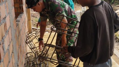 Memasuki Hari Kesembilan, Satgas TMMD Ke-129 Kodim 0418/Palembang Cor Tiang Tower Sumur Bor di Pesantren Minhajul Aulia Mina