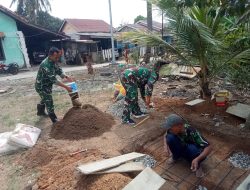 Pengecoran Tapakan Kaki Tetmon Jadi Fokus Pengerjaan Sumur Bor TMMD Ke-129 Kodim 0418/Palembang