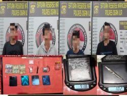 Satresnarkoba Polres Ogan Ilir dan Polsek Tanjung Raja Berhasil Ungkap Kasus Peredaran Sabu, Empat Tersangka Beserta Barang Bukti Diamankan