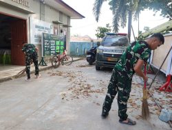 Satgas TMMD Ke-129 Kodim 0418/Palembang Jaga Kebersihan Poskotis Demi Kelancaran Pelaksanaan TMMD