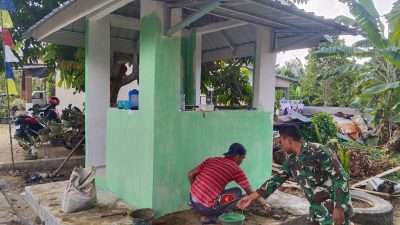 Satgas TMMD Ke-129 Kodim 0418/Palembang Lanjutkan Pembangunan Poskamling di Hari Ke-21