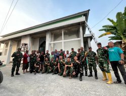 Kebersamaan Satgas TMMD dan Warga Warnai Kunjungan Ketua Tim Wasev TMMD ke-129 Kodim 0418/Palembang