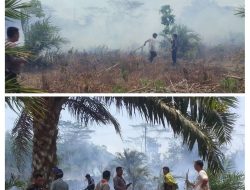 Kepala Desa Jada Bahrin Bersama Perangkat Desa dan Bhabinkamtibmas Turun Padamkan Kebakaran Lahan Warga